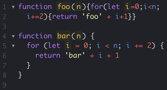 Two functions with different coding standards